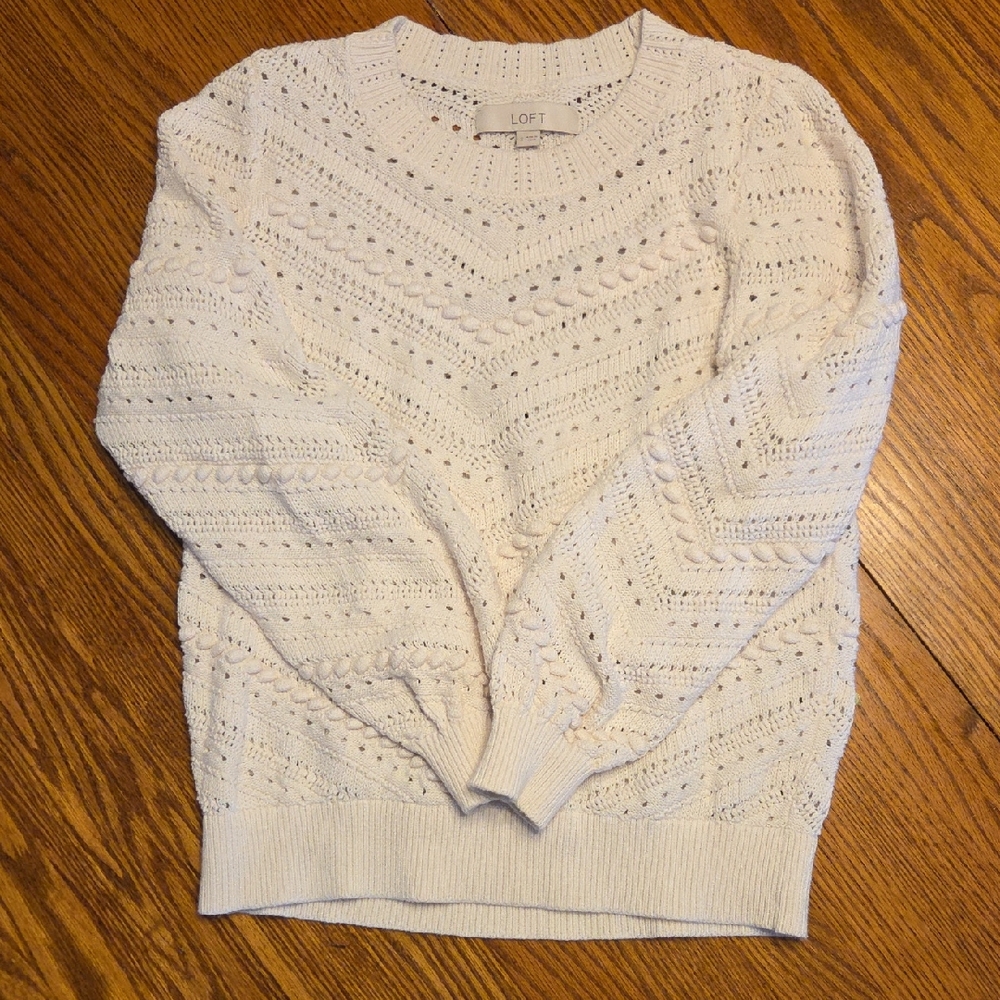 LOFT Women's Cream Textured Sweater